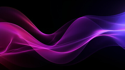 N&eacute;on effet flou, vague en mouvement, violet, mauve sur fond noir. Pour conception et cr&eacute;ation graphique, banni&egrave;re.