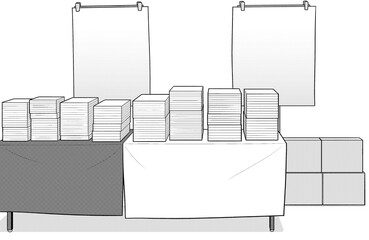 漫画風ペン画イラスト　アミューズメント施設_即売会場