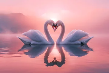 Foto op Aluminium swans making a heart © Steven