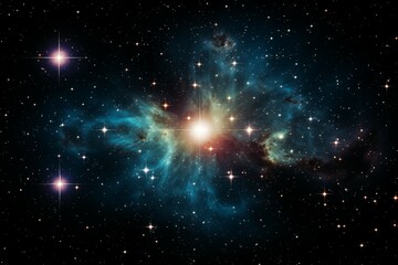 Bright Nebula and Stars in Outer Space Galaxy Scene