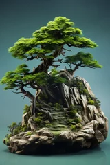 Zelfklevend Fotobehang Bonsai tree Japanese gardening art. Generative ai. © allasimacheva