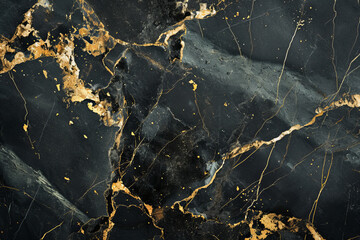 Black marble texture with golden accents