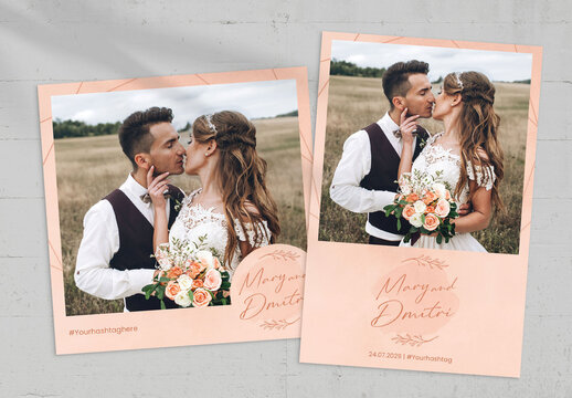Just Peachy Wedding Photo Card Template