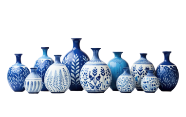 Adorn Your Space with Jaipur Blue Pottery Pieces on White or PNG Transparent Background
