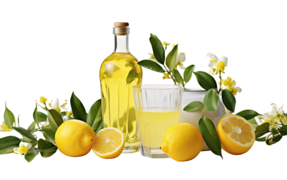 Unveiling the Spirit of Italy with Limoncello Liqueur on White or PNG Transparent Background