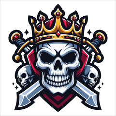 Skull king mascot logo vector illustration on white background 