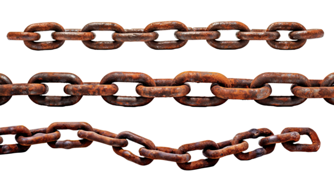 Set of rusty chains, cut out