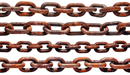 Set of rusty chains, cut out