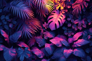 Fototapeta na wymiar Vibrant Neon Jungle Foliage