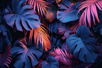 Vibrant Neon Jungle Foliage