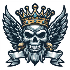 Skull king mascot logo vector illustration on white background 