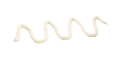 Tasty fresh mayonnaise sauce isolated on white