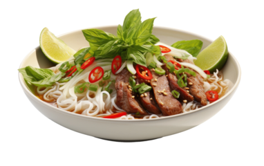 Indulging in Authentic Vietnamese Pho Delight on White or PNG Transparent Background