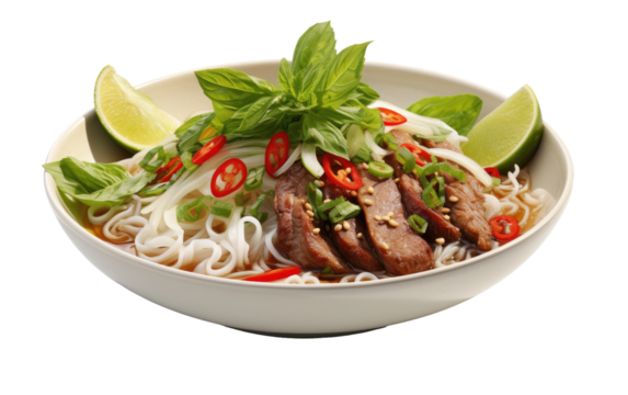 Indulging in Authentic Vietnamese Pho Delight on White or PNG Transparent Background