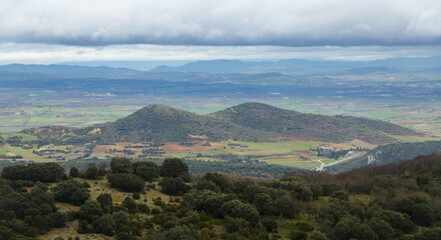 Rocks for climbing and Pancorbo viewpoint. Area of mountains and plateau of Burgos