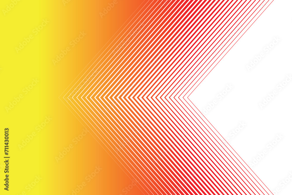 Poster thin straight line smooth transition from yellow to red thin arrow shaped background.