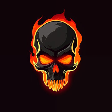 Inferno Cranium: Illustrative Logo of a Flaming Skull