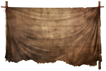 Old cloth tent banner on transparent background Generative Ai - obrazy, fototapety, plakaty