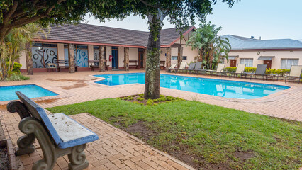 Swimming pool in pretty hotel of Swaziland on a hot summer day