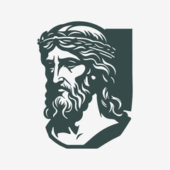 ancient greek sculpture head – vector line art