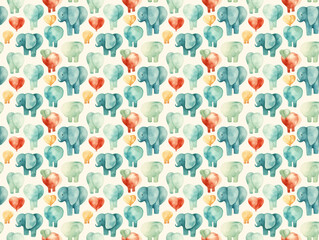 Komische Elefanten und Herzchen Herzen als Hintergrund - nahtlose kachelbare Textur