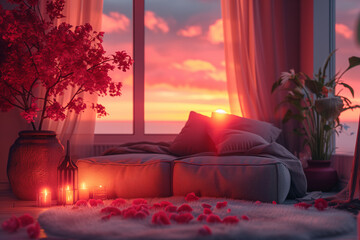 Decoration of Living room to welcome Valentine's Day