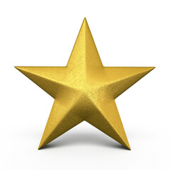 3d render Gold Star (isolated on white and clipping path)
