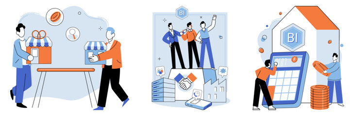 Local business. Vector illustration. Profitable business operations ensure sustainability and enable businesses to invest in growth Business finance and industry insights provide valuable information