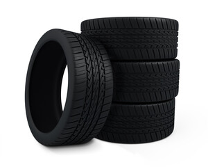 3d render Tire perspective view (isolated on white and clipping path)