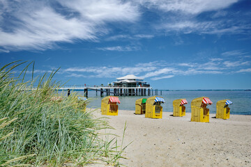 Beach and Pier in Seaside Resort of Timmendorfer Strand,baltic Sea,Schleswig-Holstein,Germany