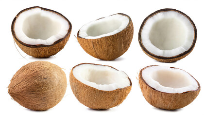 Kokosnuss collection isoliert auf weißen Hintergrund, Freisteller