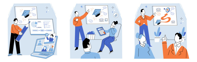 Financial education vector illustration. Finance and economy go hand in hand, and comprehensive financial education covers both aspects Studying finance involves delving into various topics