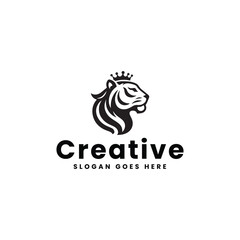 Majestic Lion Logo With Crown Emblem