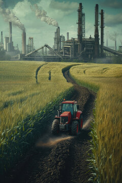 A Picturesque Industrial Agriculture Scene, spring art