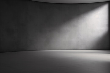 Gray Studio Concrete Room Background with Spotlight for Photography