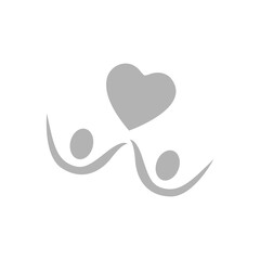 heart icon, holding hands on a white background, vector illustration