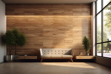 Office Wooden Lobby Waiting Room for Company Wall Modern, Stylish, Inviting
