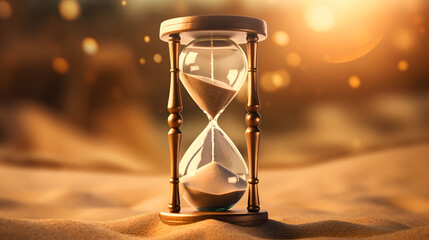 hourglass representing the passage of time in a sandy background	
