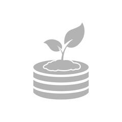 icon stack of coins, plant, business on a white background, vector illustration