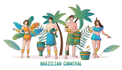 Hand drawn brazilian carnival background