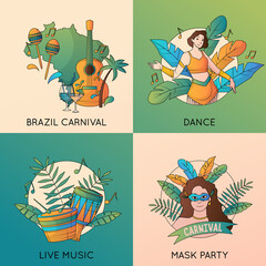 Hand drawn brazilian carnival illustrations