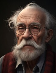 Wise Gaze: Portrait of an Elderly Man with Glasses