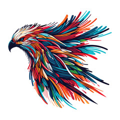 Vector Abstract Hawk/Eagle multicolored paints colored drawing illustration 