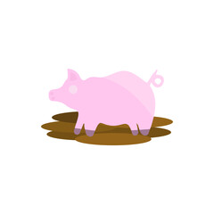 pig icon on a white background, vector illustration