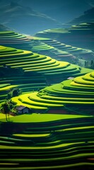 Rice terraces in Sapa mountains, Landscape of terraced rice field near Sapa, North Vietnam