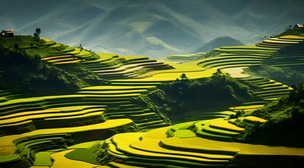 Foto op Canvas Rice terraces in Sapa mountains, Landscape of terraced rice field near Sapa, North Vietnam © Siarhei