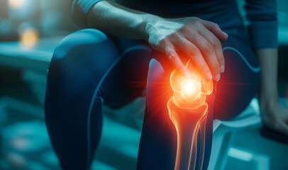 Knee pain and joint inflammation, rheumatism and osteoarthritis concept