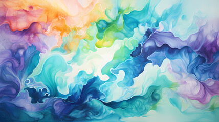 Watercolor paint art background with swirls and waves