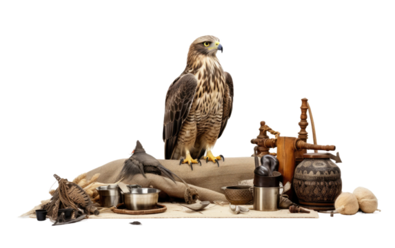 Dubai's Traditional Falconry Equipment Unveiled on White or PNG Transparent Background