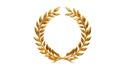 Golden laurel wreath. Winner wreath cut out. Golden laurel award on transparent background
